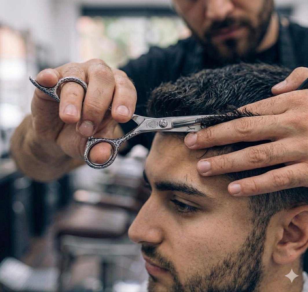 Taglio capelli uomo con forbici barbiere professionale El Barbero Monselice