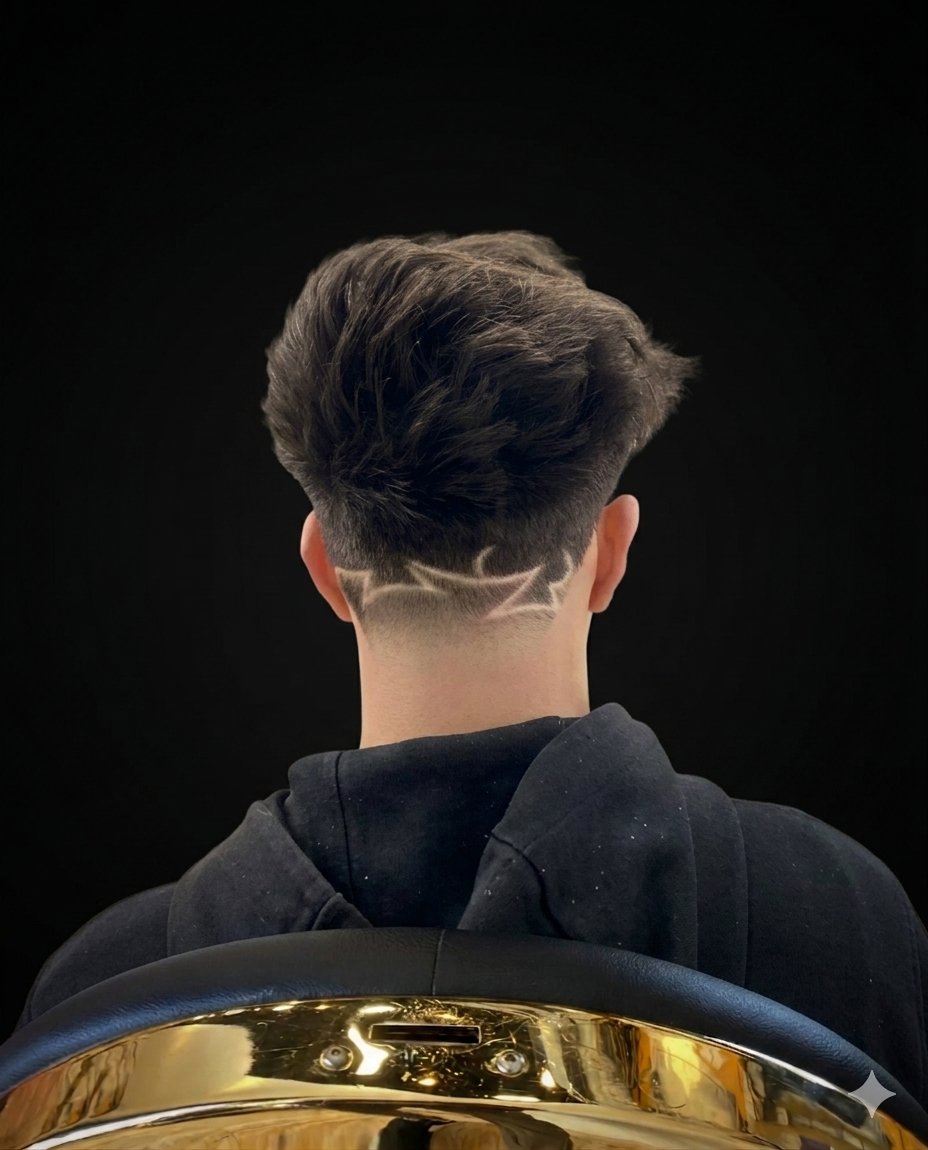 Taglio capelli ricci con disegno fade El Barbero Monselice